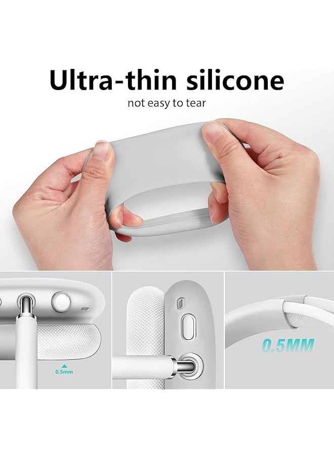 erorex - Silicone Case Cover For Airpods Max Headphones Anti Scratch Ear Pad Case Cover Ear Cups Cover Headband Cover For Airpods Max Gray - Image 1