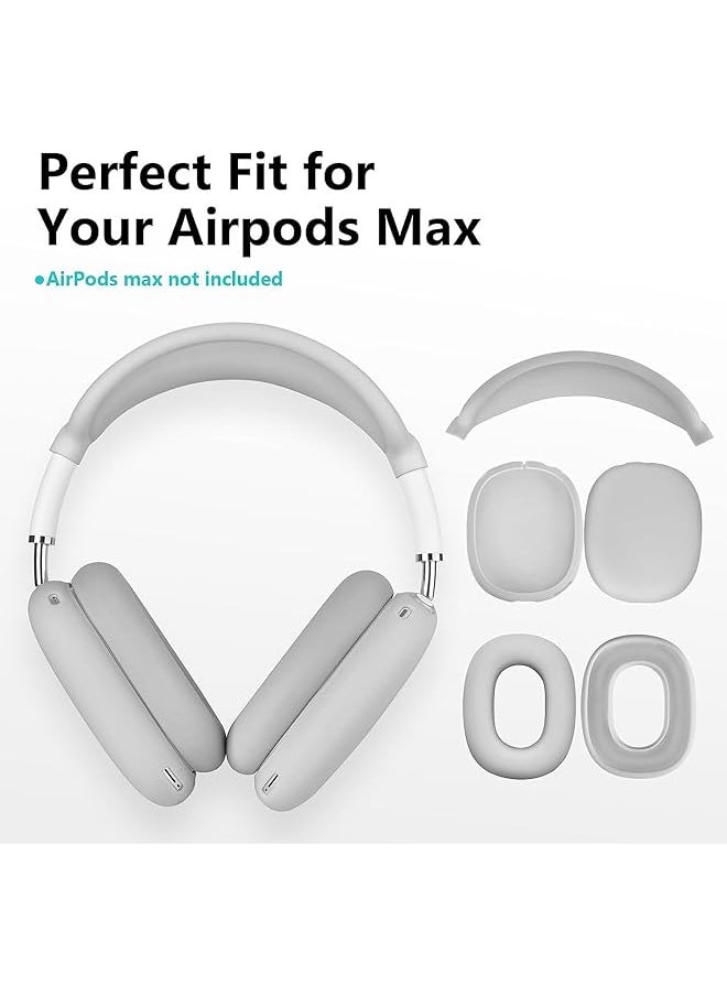 erorex - Silicone Case Cover For Airpods Max Headphones Anti Scratch Ear Pad Case Cover Ear Cups Cover Headband Cover For Airpods Max Gray - Image 1