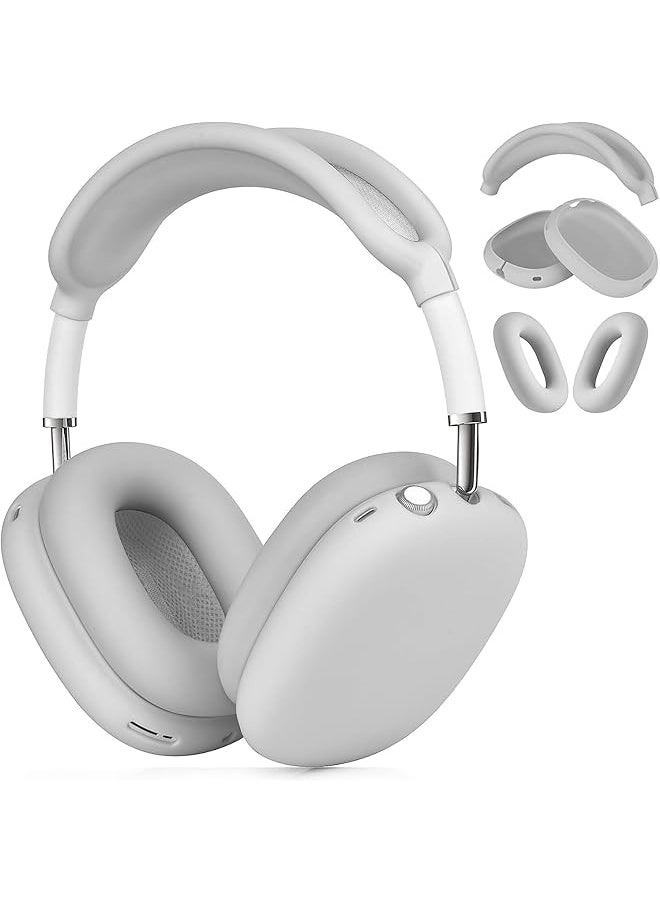 erorex - Silicone Case Cover For Airpods Max Headphones Anti Scratch Ear Pad Case Cover Ear Cups Cover Headband Cover For Airpods Max Gray - Image 1