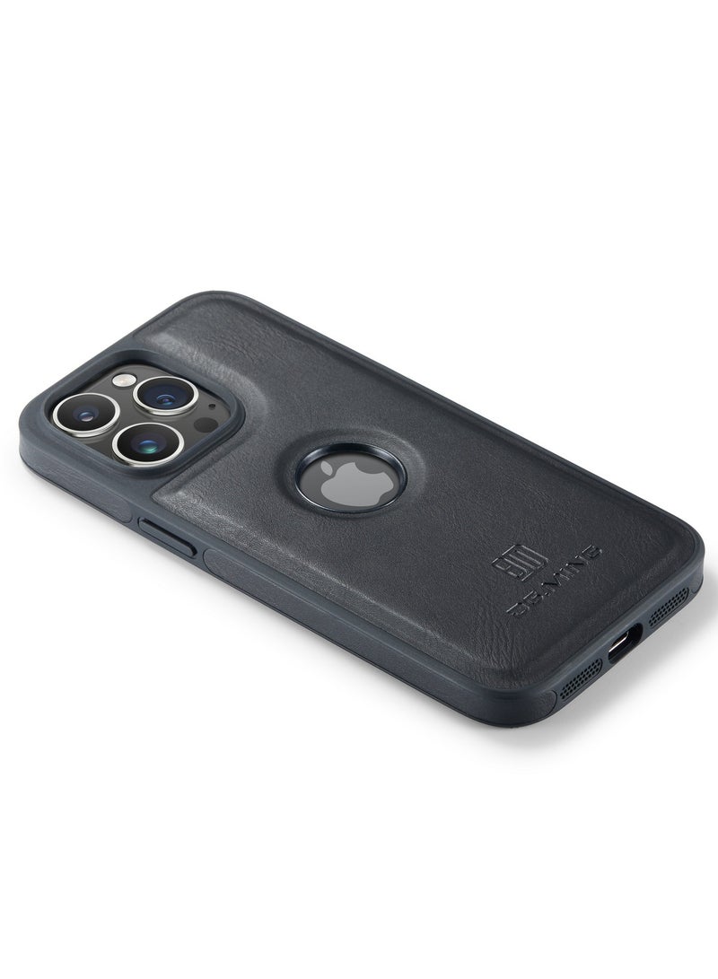 DGMING Case Cover Premium Leather Back with Logo CutOut Shockproof Compatible with Iphone 13 Pro  (Black)  - Image 3