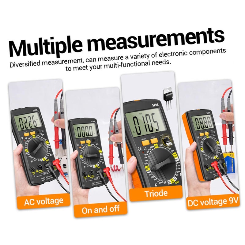 Digital Multimeter AC DC Voltage Capacitance Continuity Diode Tester Portable Compact Design - Image 4