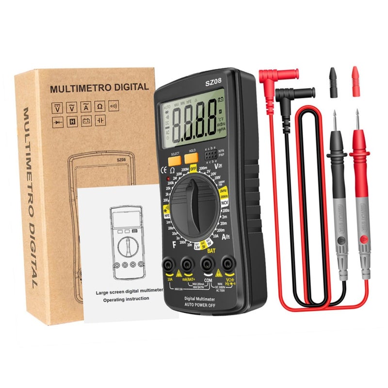 Digital Multimeter AC DC Voltage Capacitance Continuity Diode Tester Portable Compact Design - Image 1