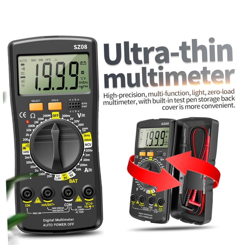 Digital Multimeter AC DC Voltage Capacitance Continuity Diode Tester Portable Compact Design - Image 5