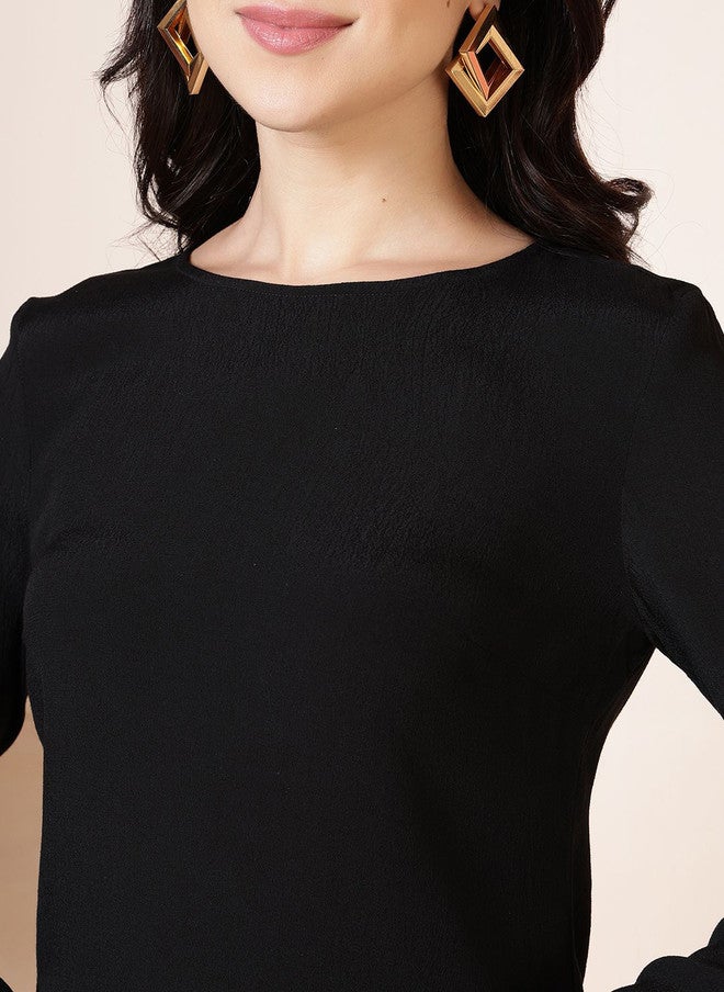 Rue Collection Black Flared Sleeve Sheath Mini Dress for Women - Image 2