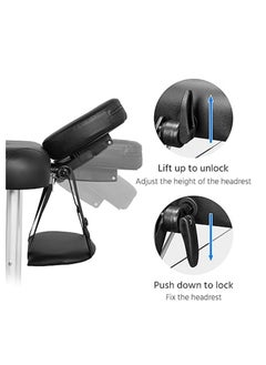 Arabest Massage Tables Portable Tattoo Table Adjustable Lash Bed Aluminium 3 Folding Spa Bed with Non-Woven Bag 24 inch, Professional Adjustable Folding Bed,Wide Black  - Image 3