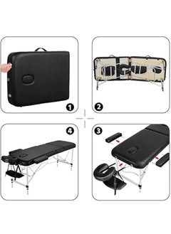 Arabest Massage Tables Portable Tattoo Table Adjustable Lash Bed Aluminium 3 Folding Spa Bed with Non-Woven Bag 24 inch, Professional Adjustable Folding Bed,Wide Black  - Image 5