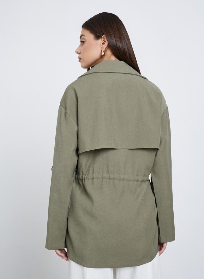 Styli Khaki Longline Utility Jacket - Image 5