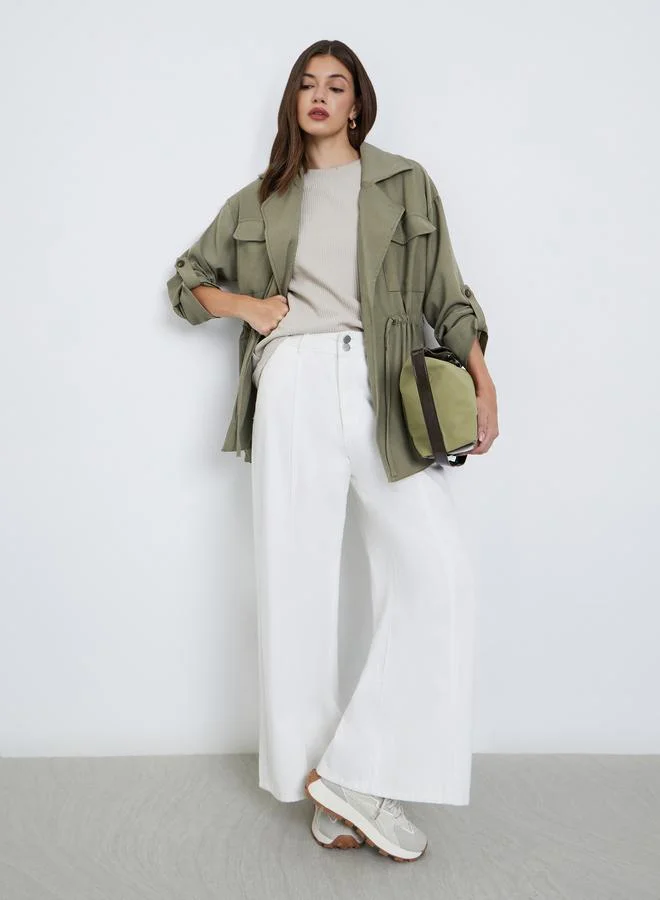 Styli Styli Khaki Longline Utility Jacket