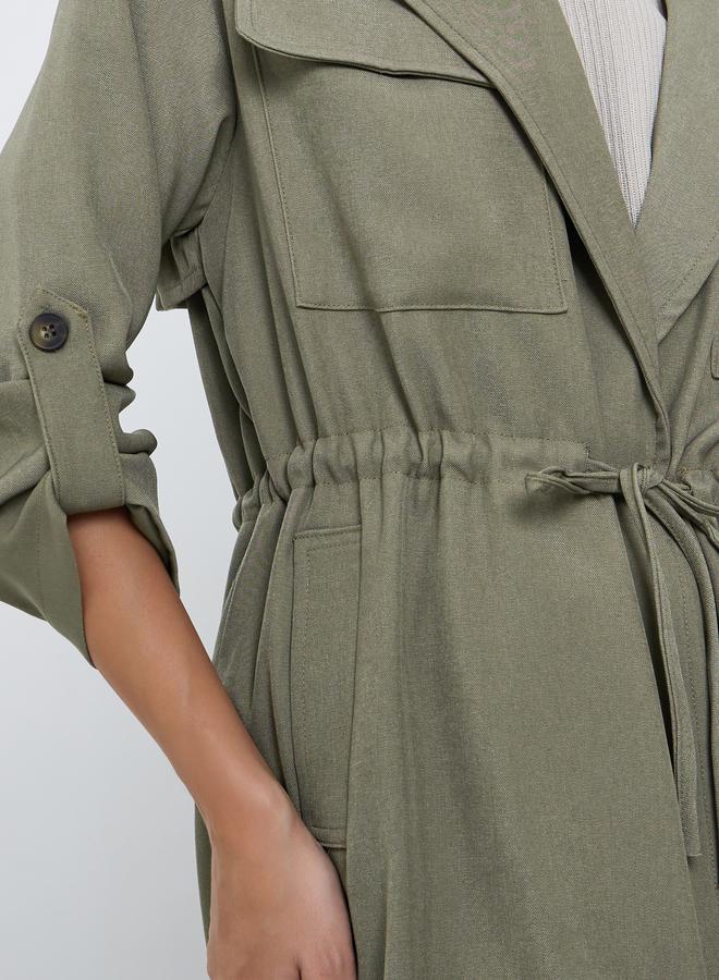 Styli Khaki Longline Utility Jacket - Image 4