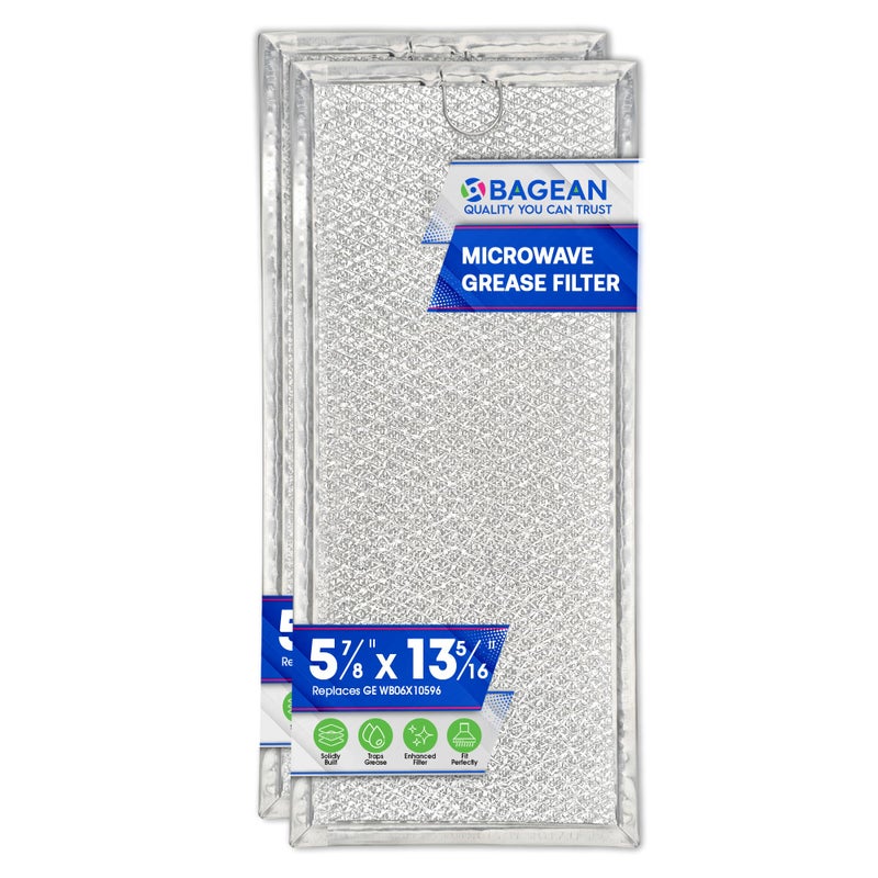 Bagean استبدال فلتر الميكروويف 13.3" × 5.85" WB06X10596 فلتر ميكروويف GE يناسب ويرلبول سامسونج ميتاج - شاشة شبكة ألمنيوم لفلترة الدهون - فلتر الهواء الداخل إلى مروحة الفرن فوق النطاق (2-عبوة) - Image 1