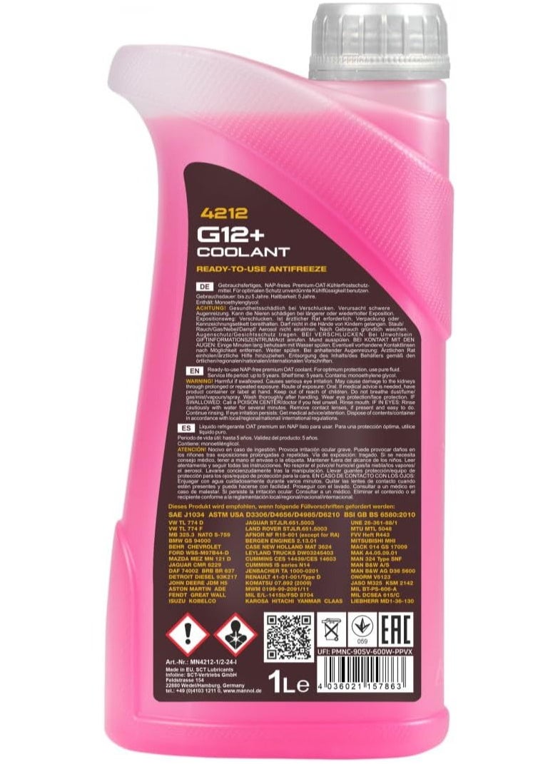 MANNOL Mannol Red G12+ Car Coolant Fluid 1L  - Image 2