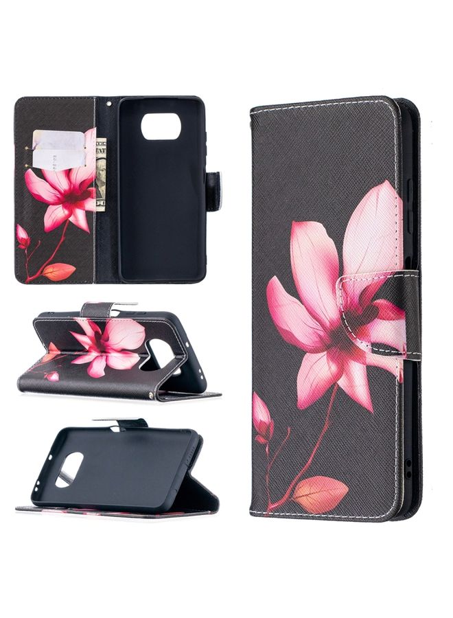 HuHa Case Cover For Xiaomi Mi Poco X3 Colored Drawing Pattern Horizontal Flip Leather Case with Holder & Card Slots & Wallet Lotus 