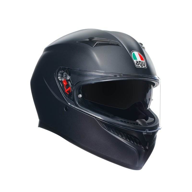 AGV - Helmet K3 E2206 MPLK, Men Motorbike Helmet, Full-Face ECE Helmet with Sweat Absorption, Spoiler, Air Vents and Scratch Resistant UV Visor, with Intercom Ready, Black - Image 1