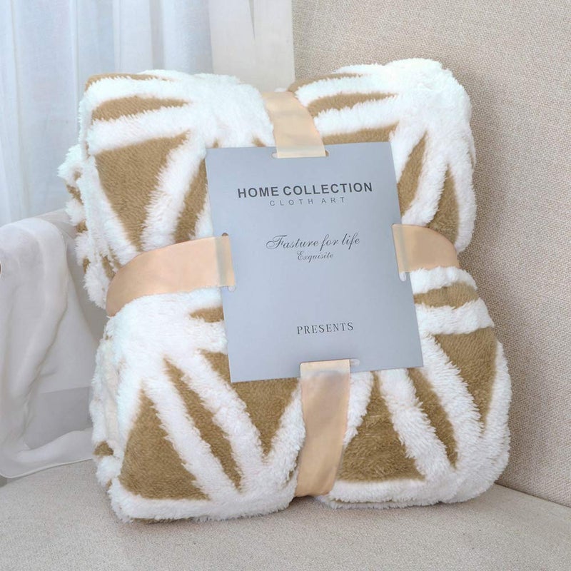 LOMAO Sherpa Fleece Blanket Fuzzy Soft Throw Blanket Dual Sided Blanket for Couch Sofa Bed Khaki 51x63