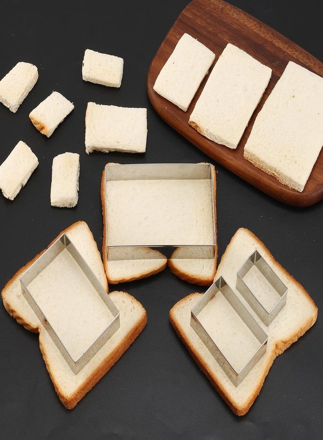 ANCKNE Rectangle cookie cutter ANCKNE Stainless Steel Rectangle Biscuit Molds Square Pastry Molds Fondant Cake Cookie Cutter Set 1 Inch Depth - Image 4