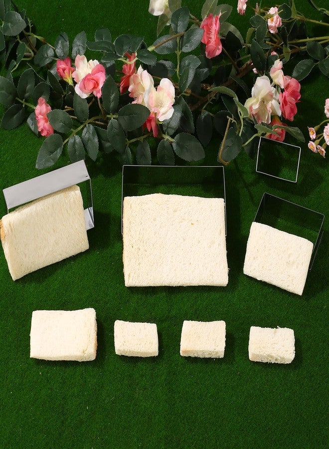 ANCKNE Rectangle cookie cutter ANCKNE Stainless Steel Rectangle Biscuit Molds Square Pastry Molds Fondant Cake Cookie Cutter Set 1 Inch Depth - Image 5