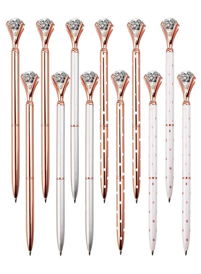 LONGKEY Set of 12 Diamond Pens - Elegant Crystal Topped Writing Instruments for Gifting, Office, and Special Occasions - Image 1
