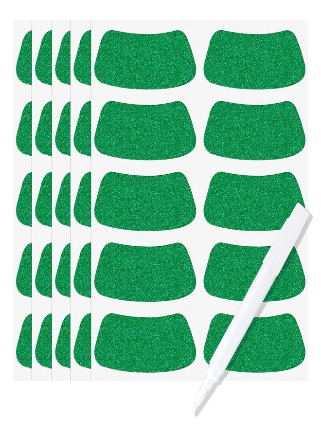Anwyll Eye Black Stickers - 100Pairs Glitter Green Accessory Sport Eye Black Sticker Football Baseball Softball Under Eyeblack Strips Stickers with White Pencil for Kid Adult Sport Game Party Favors - Image 1