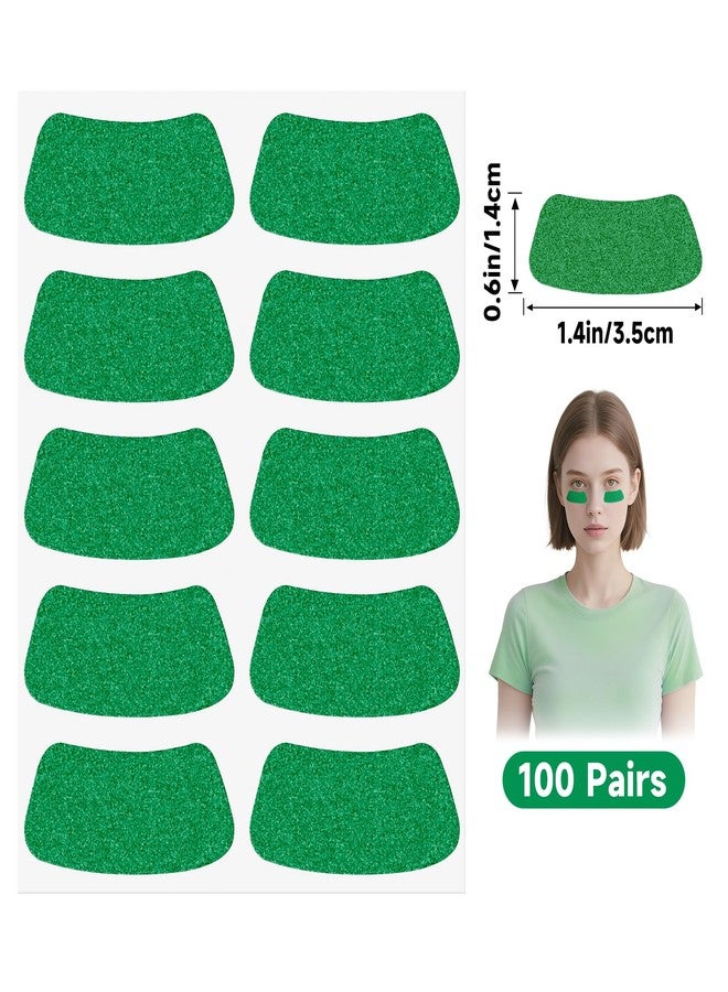 Anwyll Eye Black Stickers - 100Pairs Glitter Green Accessory Sport Eye Black Sticker Football Baseball Softball Under Eyeblack Strips Stickers with White Pencil for Kid Adult Sport Game Party Favors - Image 2