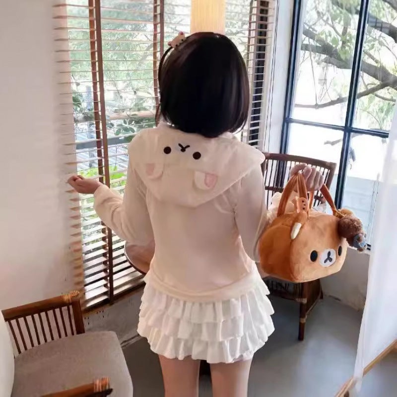 سترة كاردigan بتصميم مطرّز على الأذن بأسلوب ياباني لطيف وجامعي، سترة فضفاضة ومريحة - Image 3