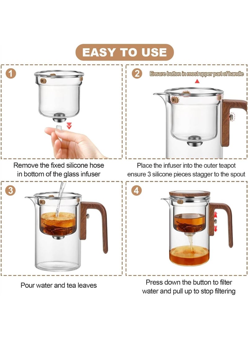 M.A&F's Enchanti Tea Pot, Glass Teapot with Infuser, Magic Witchcraft Enchanted Tea Kettle with Strainer for Water Separation, Magical Push Control Tea Maker for Loose Leaf & Herbal Teas -600ML - Image 5