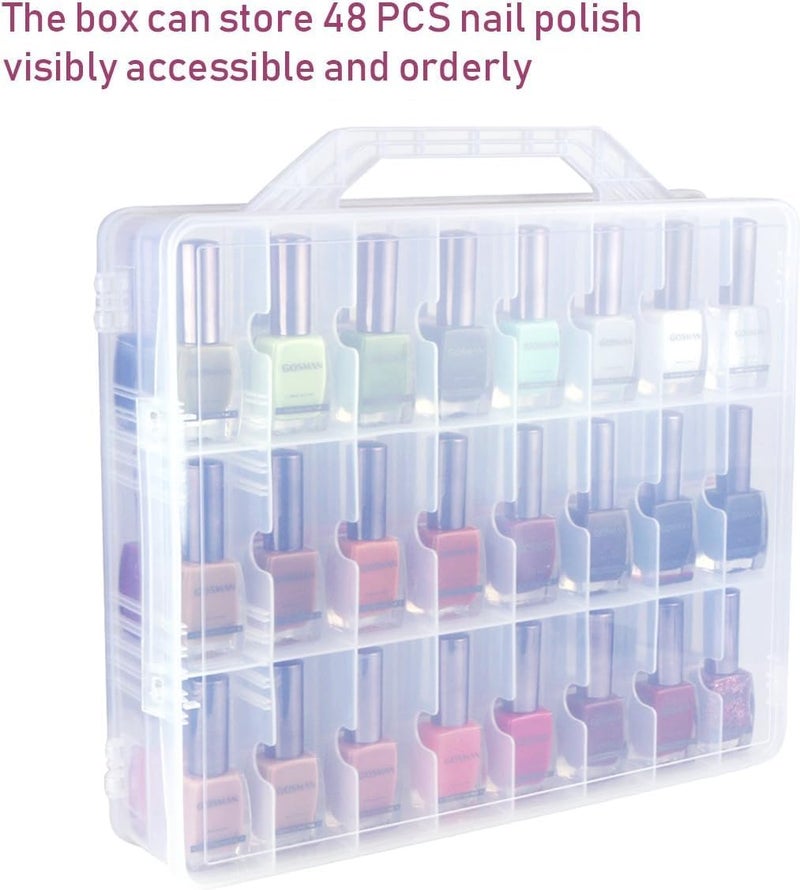 EVERMARKET Nail Polish Holder Organizer with Lid and Handle, Clear, 48 Bottles, For Cosmetics & Make-Up Simple multi-feature practical build - Image 5