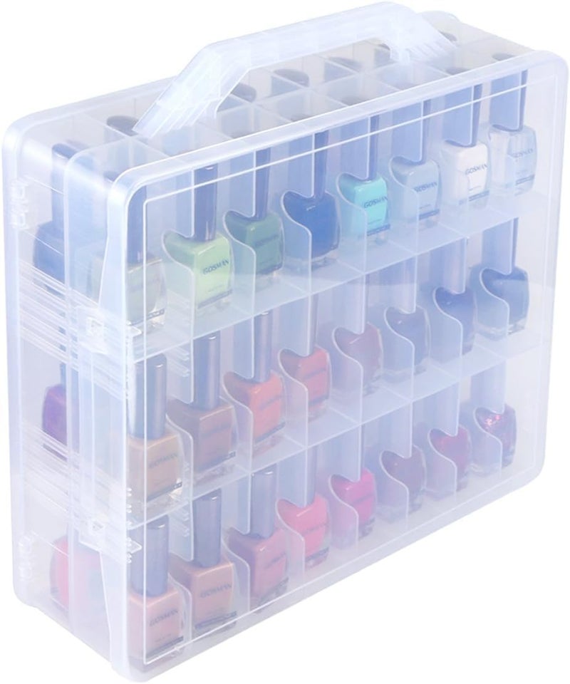 EVERMARKET Nail Polish Holder Organizer with Lid and Handle, Clear, 48 Bottles, For Cosmetics & Make-Up Simple multi-feature practical build - Image 1