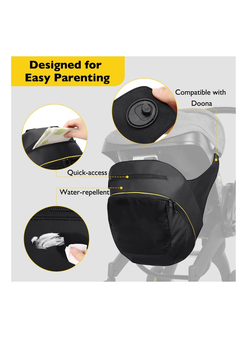 كابتن تيك Large Capacity Storage Bag for Doona Infant Car Seat, Versatile Stroller Organizer with Easy Access Zipper, Wearable Backpack for Diapers, Snacks, and Wipes (1 Pack) - Image 3