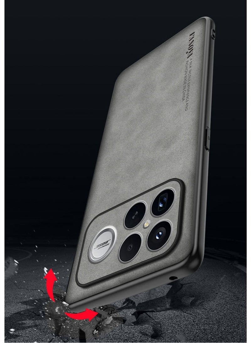 Classical Elegant PU Leather Phone Case, Matte Frosting Surface Soft TPU Silicone Rubber Phone Cover Compatible with Redmi k90 Pro Max, Anti-fingerprint Full Body Strong Protection - Image 5