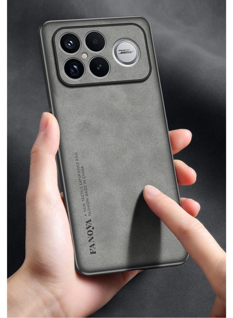 Classical Elegant PU Leather Phone Case, Matte Frosting Surface Soft TPU Silicone Rubber Phone Cover Compatible with Redmi k90 Pro Max, Anti-fingerprint Full Body Strong Protection - Image 3