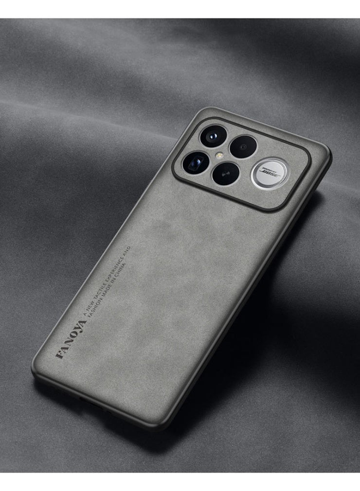 Classical Elegant PU Leather Phone Case, Matte Frosting Surface Soft TPU Silicone Rubber Phone Cover Compatible with Redmi k90 Pro Max, Anti-fingerprint Full Body Strong Protection - Image 2