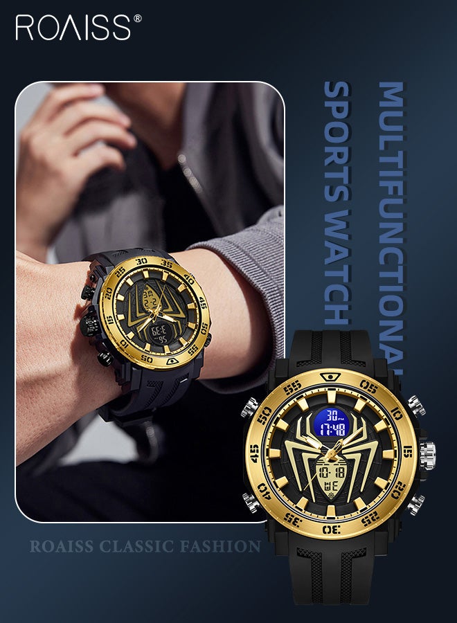 رويس ساعة رياضية للرجال متعددة الوظائف مقاومة للماء حتى عمق 50 متر بسوار من مادة TPU مضيئة مع منبه وساعة توقيت 12 ساعة/24 ساعة للأنشطة الخارجية - Image 1