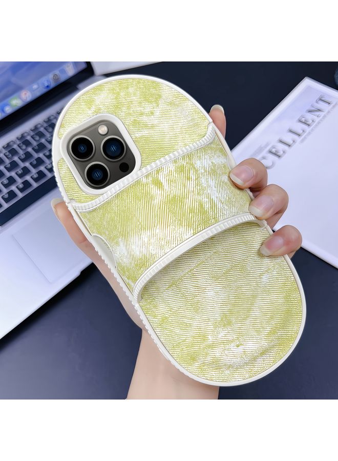 HuHa Case Cover For iPhone 13 Pro Creative Denim Slipper Design TPU Phone Case Yellow Green