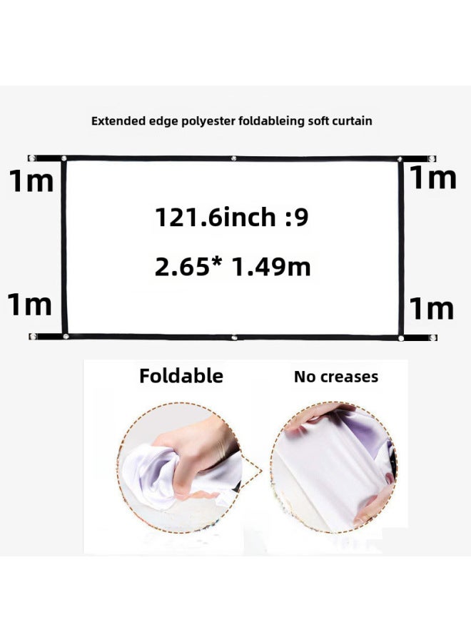 نيوترل ستارة بوليستر بسيطة قابلة للطي 100 بوصة 120 بوصة شاشة عرض محمولة عالية الوضوح للخارج مع خطاف - Image 1