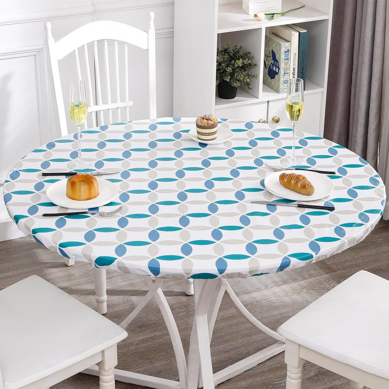 Walrus Round Vinyl Fitted Tablecloth with Flannel Backing Elastic Edge Design Table Cover Waterproof Oil-Proof PVC Table Cloth Stain-Resistant Best for 32"-36" Round - Image 4