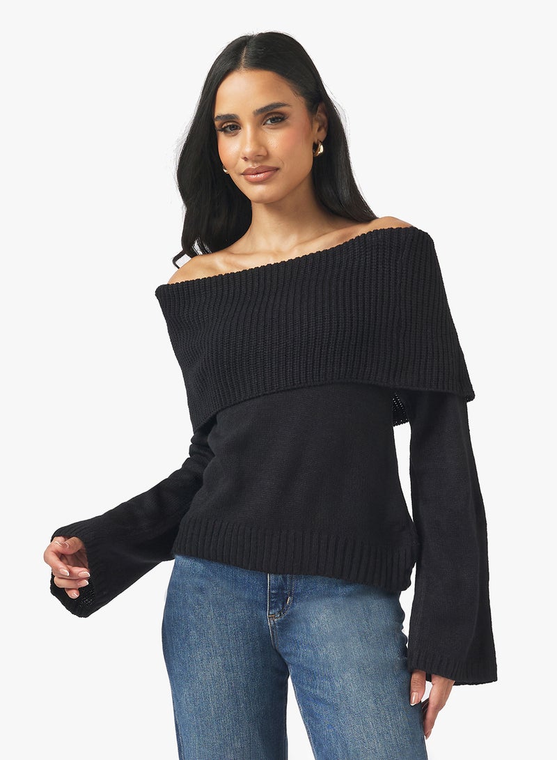 Ginger Off Shoulder Knitted Sweater - Image 1