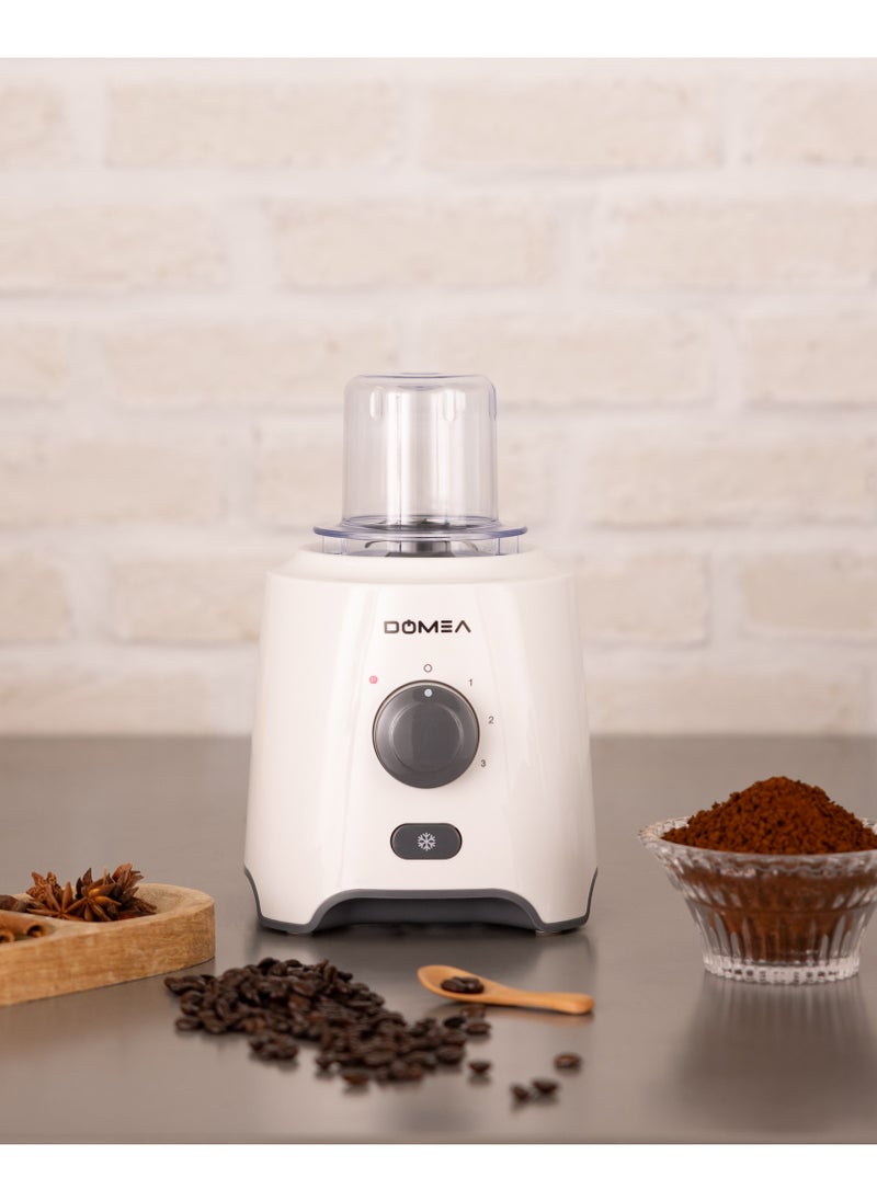 DOMEA - 2-in-1 Blender & Grinder, 650W High-Speed Motor, 1.6L Juice Blender Jar + 300 ml Grinder Jar, 2-Speed + Pulse Function, Stainless Steel Blade, Ice Crushing, Coffee Grinding, Countertop Blender - Image 1