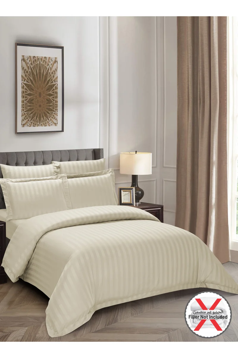 دوناتيلا Striped Duvet Cover Set King Size 220x240 cm - 6-Pcs Bed Set, Microfiber Fabric - 1 Duvet Cover, 1 Fitted Sheet, 2 Pillow Sham, 2 Pillowcase (Filler Not Included)