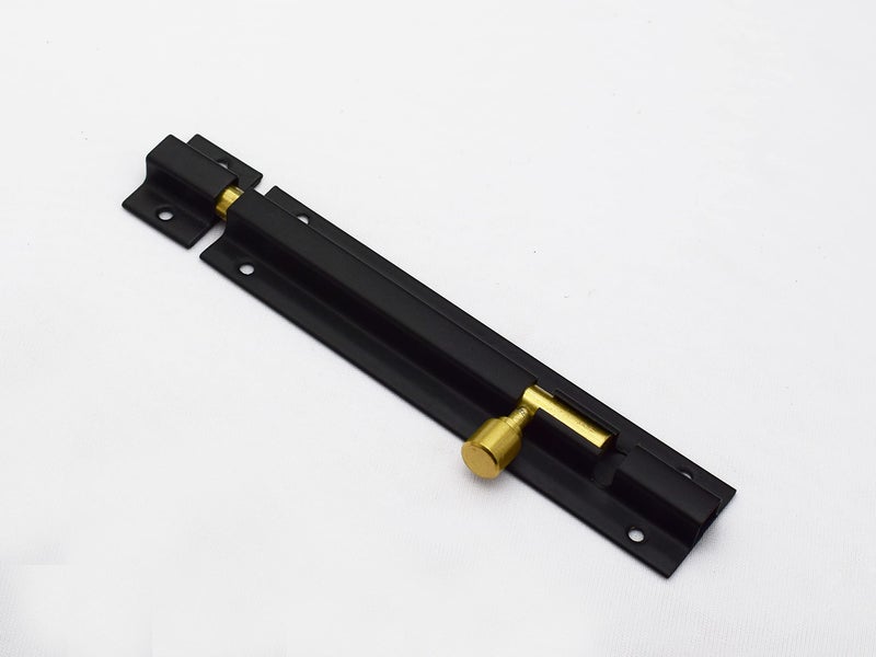 RAB Tower Bolt Stainless Steel with Antique Rod, for Main Door, Windows (Code:- AB, Black, Finish- Antique Brass, Size -4") - Image 1