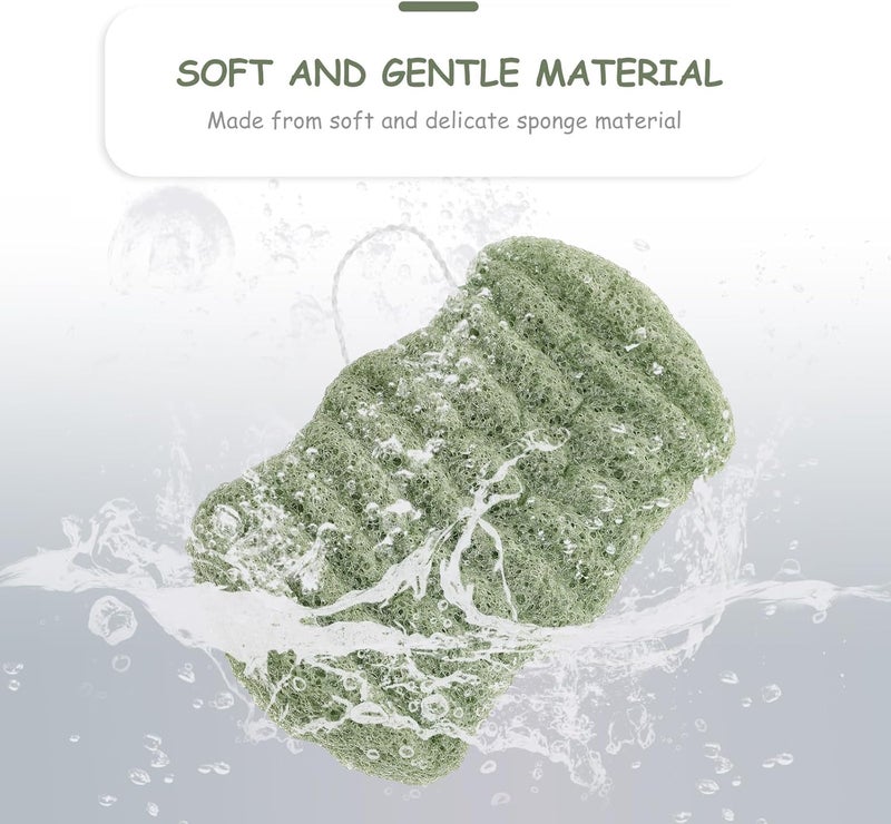 Exfoliating Back Brush Shower Sponge Soft Konjac Body Scrubber Bath Ball for Women Men Deep Cleansing Green - Image 1