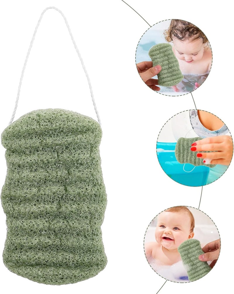 Exfoliating Back Brush Shower Sponge Soft Konjac Body Scrubber Bath Ball for Women Men Deep Cleansing Green - Image 5