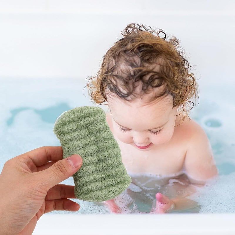 Exfoliating Back Brush Shower Sponge Soft Konjac Body Scrubber Bath Ball for Women Men Deep Cleansing Green - Image 3