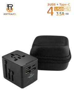 HaveDream Global Conversion Plug, Multi-Function Travel Universal Conversion Socket-European And American Standards (Black-3USB+TYPEC)  - Image 1