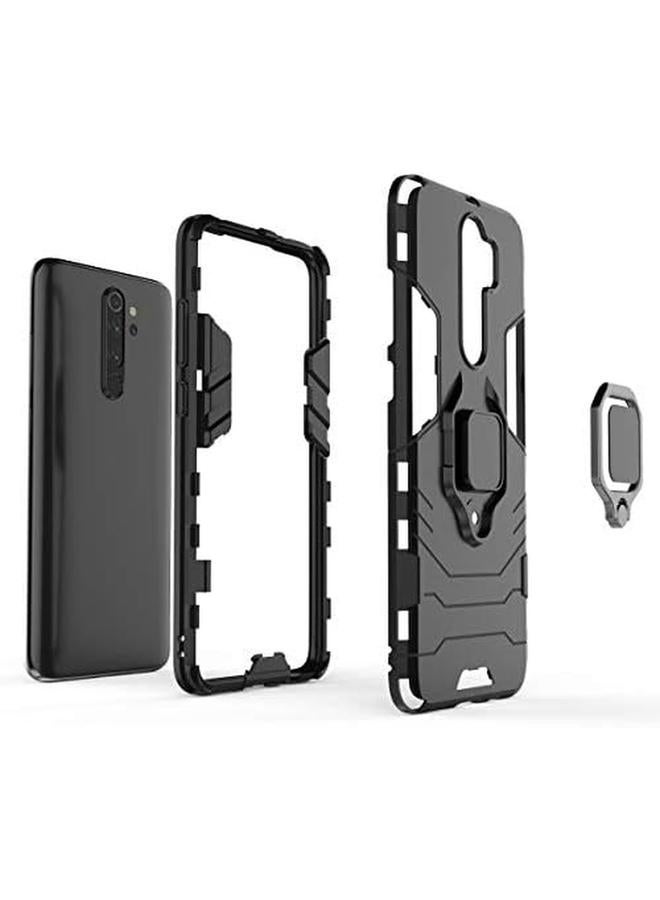 إيروريكس جراب لهاتف Xiaomi Redmi Note 8 Pro مع واقي شاشة من الزجاج المقوى، جراب مدرع هجين عالي التحمل مقاوم للصدمات ومسند لهاتف Xiaomi Redmi Note 8 Pro، أسود - Image 3