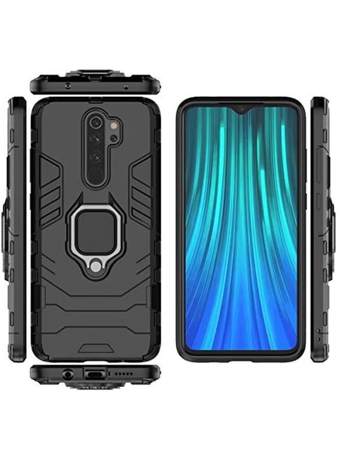 إيروريكس جراب لهاتف Xiaomi Redmi Note 8 Pro مع واقي شاشة من الزجاج المقوى، جراب مدرع هجين عالي التحمل مقاوم للصدمات ومسند لهاتف Xiaomi Redmi Note 8 Pro، أسود - Image 2