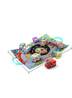 Generic Baby Soothing Square Cognitive Cloth Book Cloth Car Set Splice Climbing Mat Bed Wall Car Hanging Toy-Color:Baby Stitching Game Mat  - Image 3