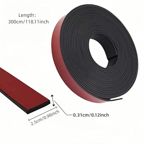 FANBODTA 1" x 1/8" Thick Self-Adhesive Rubber Strip - Heavy Duty Weather Stripping,Soundproofing,Anti-Slip Tape for Doors,Vibration Proof for HVAC,Electrical Cabinet，Windows,Cars,Flooring (10ft Black) - Image 2