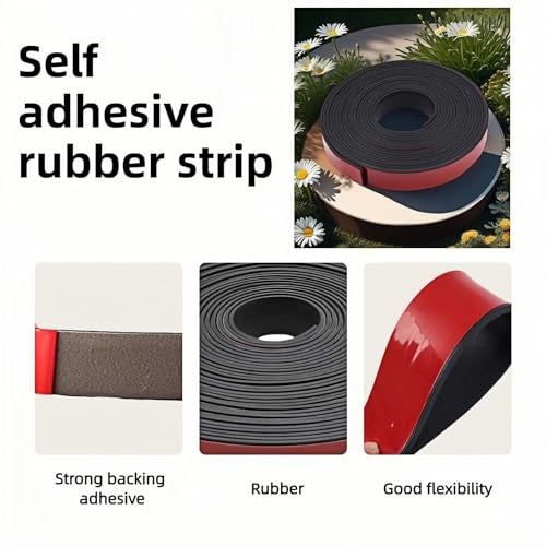 FANBODTA 1" x 1/8" Thick Self-Adhesive Rubber Strip - Heavy Duty Weather Stripping,Soundproofing,Anti-Slip Tape for Doors,Vibration Proof for HVAC,Electrical Cabinet，Windows,Cars,Flooring (10ft Black) - Image 3