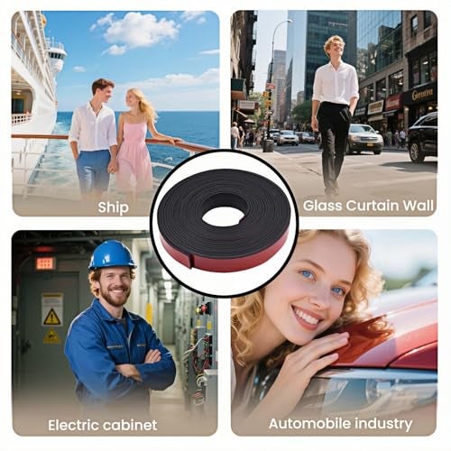 FANBODTA 1" x 1/8" Thick Self-Adhesive Rubber Strip - Heavy Duty Weather Stripping,Soundproofing,Anti-Slip Tape for Doors,Vibration Proof for HVAC,Electrical Cabinet，Windows,Cars,Flooring (10ft Black) - Image 4