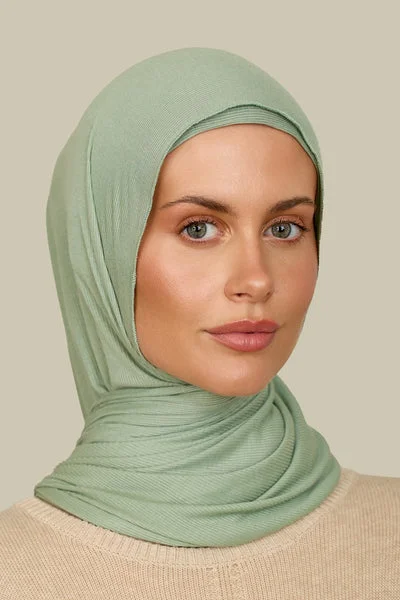 silqrose laurel green mini ribbed bamboo jersey hijab (mini)